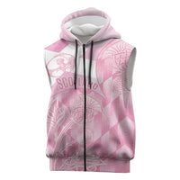 Scotland Rugby Custom Sleeveless Zip Hoodie Go Scottish Thistle Pink Version - Wonder Print Shop