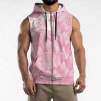 Scotland Rugby Custom Sleeveless Zip Hoodie Go Scottish Thistle Pink Version - Wonder Print Shop
