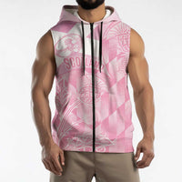 Scotland Rugby Custom Sleeveless Zip Hoodie Go Scottish Thistle Pink Version - Wonder Print Shop