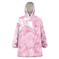 Scotland Rugby Custom Wearable Blanket Hoodie Go Scottish Thistle Pink Version - Wonder Print Shop
