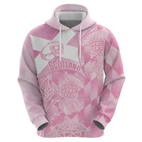 Scotland Rugby Custom Zip Hoodie Go Scottish Thistle Pink Version - Wonder Print Shop