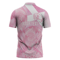Scotland Rugby Custom Zipper Polo Shirt Go Scottish Thistle Pink Version - Wonder Print Shop