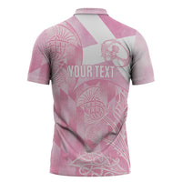 Scotland Rugby Custom Zipper Polo Shirt Go Scottish Thistle Pink Version - Wonder Print Shop