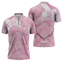 Scotland Rugby Custom Zipper Polo Shirt Go Scottish Thistle Pink Version - Wonder Print Shop