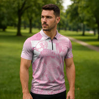 Scotland Rugby Custom Zipper Polo Shirt Go Scottish Thistle Pink Version - Wonder Print Shop