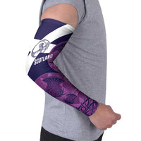 Scotland Rugby Custom Arm Sleeves Go Scottish Thistle Purple Version - Wonder Print Shop