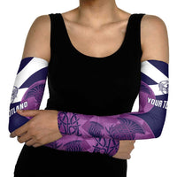Scotland Rugby Custom Arm Sleeves Go Scottish Thistle Purple Version - Wonder Print Shop