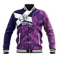 Scotland Rugby Custom Baseball Jacket Go Scottish Thistle Purple Version - Wonder Print Shop