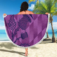 Scotland Rugby Custom Beach Blanket Go Scottish Thistle Purple Version - Wonder Print Shop
