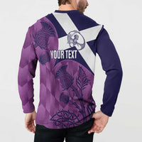 Scotland Rugby Custom Button Sweatshirt Go Scottish Thistle Purple Version - Wonder Print Shop