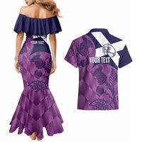 Scotland Rugby Custom Couples Matching Mermaid Dress and Hawaiian Shirt Go Scottish Thistle Purple Version - Wonder Print Shop