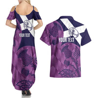 Scotland Rugby Custom Couples Matching Summer Maxi Dress and Hawaiian Shirt Go Scottish Thistle Purple Version - Wonder Print Shop
