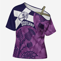 Scotland Rugby Custom Cross Shoulder Shirt Go Scottish Thistle Purple Version - Wonder Print Shop