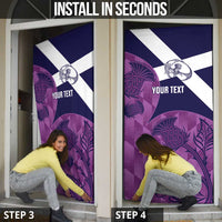 Scotland Rugby Custom Door Cover Go Scottish Thistle Purple Version - Wonder Print Shop