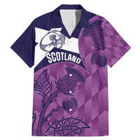 Scotland Rugby Custom Family Matching Mermaid Dress and Hawaiian Shirt Go Scottish Thistle Purple Version - Wonder Print Shop