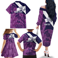 Scotland Rugby Custom Family Matching Off The Shoulder Long Sleeve Dress and Hawaiian Shirt Go Scottish Thistle Purple Version - Wonder Print Shop