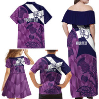Scotland Rugby Custom Family Matching Off Shoulder Maxi Dress and Hawaiian Shirt Go Scottish Thistle Purple Version - Wonder Print Shop