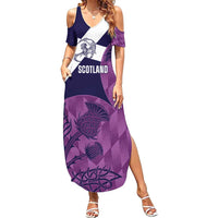 Scotland Rugby Custom Family Matching Summer Maxi Dress and Hawaiian Shirt Go Scottish Thistle Purple Version - Wonder Print Shop