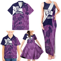 Scotland Rugby Custom Family Matching Tank Maxi Dress and Hawaiian Shirt Go Scottish Thistle Purple Version - Wonder Print Shop