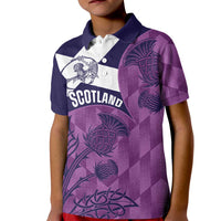 Scotland Rugby Custom Kid Polo Shirt Go Scottish Thistle Purple Version - Wonder Print Shop