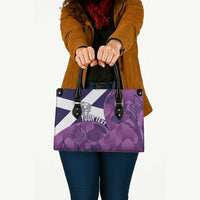 Scotland Rugby Custom Leather Bag Go Scottish Thistle Purple Version - Wonder Print Shop
