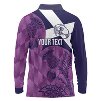 Scotland Rugby Custom Long Sleeve Polo Shirt Go Scottish Thistle Purple Version - Wonder Print Shop