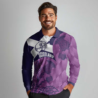 Scotland Rugby Custom Long Sleeve Polo Shirt Go Scottish Thistle Purple Version - Wonder Print Shop
