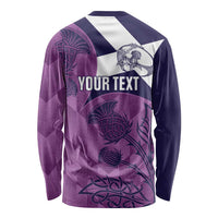 Scotland Rugby Custom Long Sleeve Shirt Go Scottish Thistle Purple Version - Wonder Print Shop