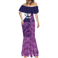 Scotland Rugby Custom Mermaid Dress Go Scottish Thistle Purple Version - Wonder Print Shop