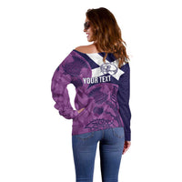 Scotland Rugby Custom Off Shoulder Sweater Go Scottish Thistle Purple Version - Wonder Print Shop