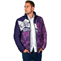 Scotland Rugby Custom Padded Jacket Go Scottish Thistle Purple Version - Wonder Print Shop