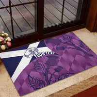 Scotland Rugby Custom Rubber Doormat Go Scottish Thistle Purple Version - Wonder Print Shop