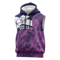Scotland Rugby Custom Sleeveless Hoodie Go Scottish Thistle Purple Version - Wonder Print Shop