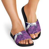 Scotland Rugby Custom Slide Sandals Go Scottish Thistle Purple Version - Wonder Print Shop