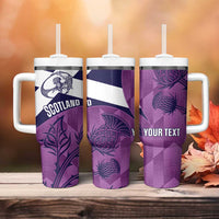 Scotland Rugby Custom Tumbler With Handle Go Scottish Thistle Purple Version - Wonder Print Shop