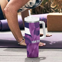 Scotland Rugby Custom Tumbler With Handle Go Scottish Thistle Purple Version - Wonder Print Shop