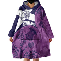 Scotland Rugby Custom Wearable Blanket Hoodie Go Scottish Thistle Purple Version - Wonder Print Shop