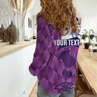 Scotland Rugby Custom Women Casual Shirt Go Scottish Thistle Purple Version - Wonder Print Shop