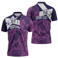 Scotland Rugby Custom Zipper Polo Shirt Go Scottish Thistle Purple Version - Wonder Print Shop