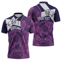 Scotland Rugby Custom Zipper Polo Shirt Go Scottish Thistle Purple Version - Wonder Print Shop