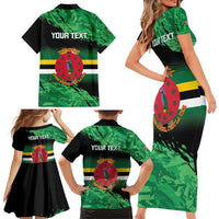 Persionalized Dominica 1978 Family Matching Short Sleeve Bodycon Dress and Hawaiian Shirt Dominik Independence Anniversary Grunge Style - Wonder Print Shop