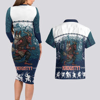 Gruss vom Krampus Christmas Couples Matching Long Sleeve Bodycon Dress and Hawaiian Shirt Creepy Xmas Devil - Wonder Print Shop
