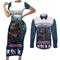 Gruss vom Krampus Christmas Couples Matching Short Sleeve Bodycon Dress and Long Sleeve Button Shirt Creepy Xmas Devil - Wonder Print Shop