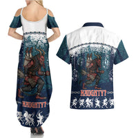 Gruss vom Krampus Christmas Couples Matching Summer Maxi Dress and Hawaiian Shirt Creepy Xmas Devil - Wonder Print Shop
