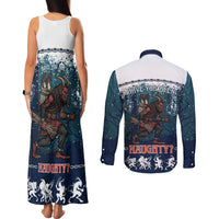 Gruss vom Krampus Christmas Couples Matching Tank Maxi Dress and Long Sleeve Button Shirt Creepy Xmas Devil - Wonder Print Shop