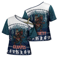 Gruss vom Krampus Christmas Cross Shoulder Shirt Creepy Xmas Devil - Wonder Print Shop