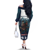 Gruss vom Krampus Christmas Family Matching Off The Shoulder Long Sleeve Dress and Hawaiian Shirt Creepy Xmas Devil - Wonder Print Shop