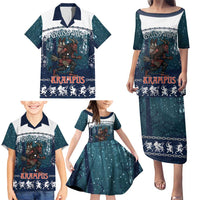 Gruss vom Krampus Christmas Family Matching Puletasi and Hawaiian Shirt Creepy Xmas Devil - Wonder Print Shop