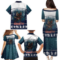 Gruss vom Krampus Christmas Family Matching Puletasi and Hawaiian Shirt Creepy Xmas Devil - Wonder Print Shop
