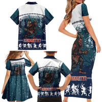 Gruss vom Krampus Christmas Family Matching Short Sleeve Bodycon Dress and Hawaiian Shirt Creepy Xmas Devil - Wonder Print Shop